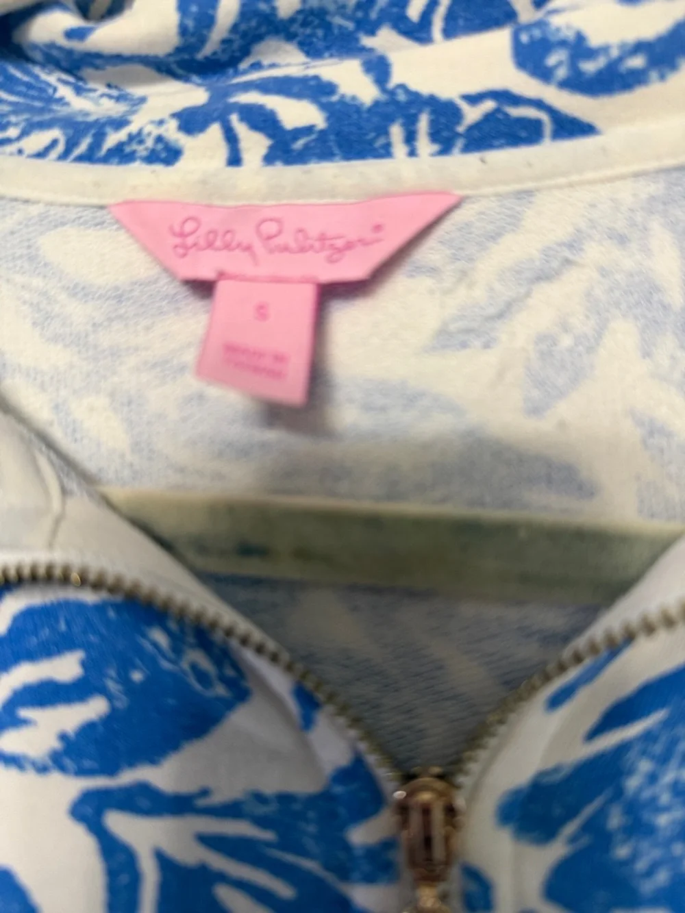 Lilly Pulitzer Lobstah Roll Skipper Popover Blue Lobster Quarter Zip Sz S - Picture 5 of 6